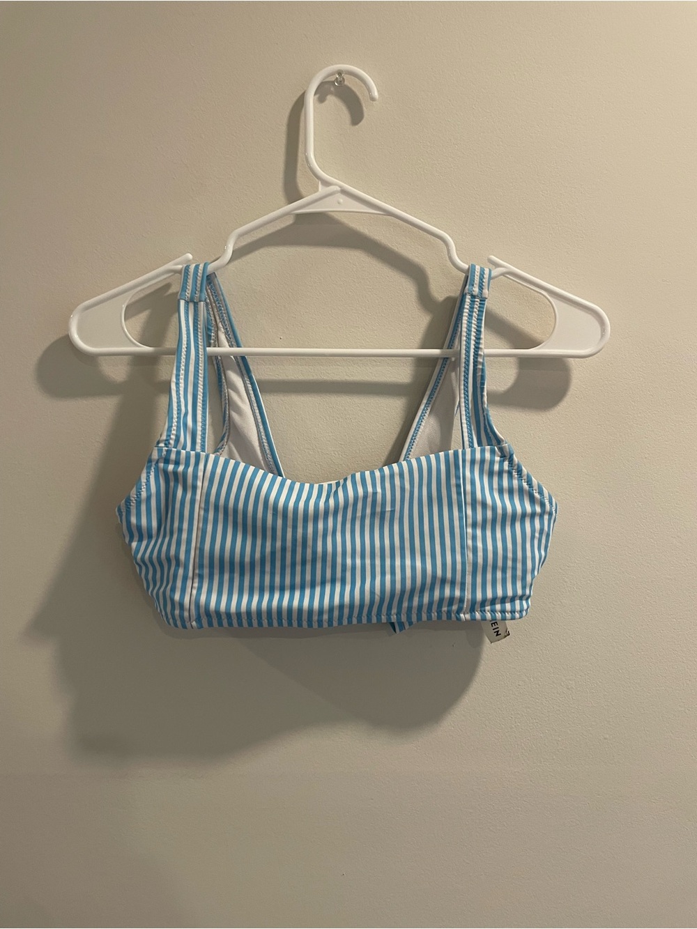 SHEIN Blue and White Striped Bikini Top